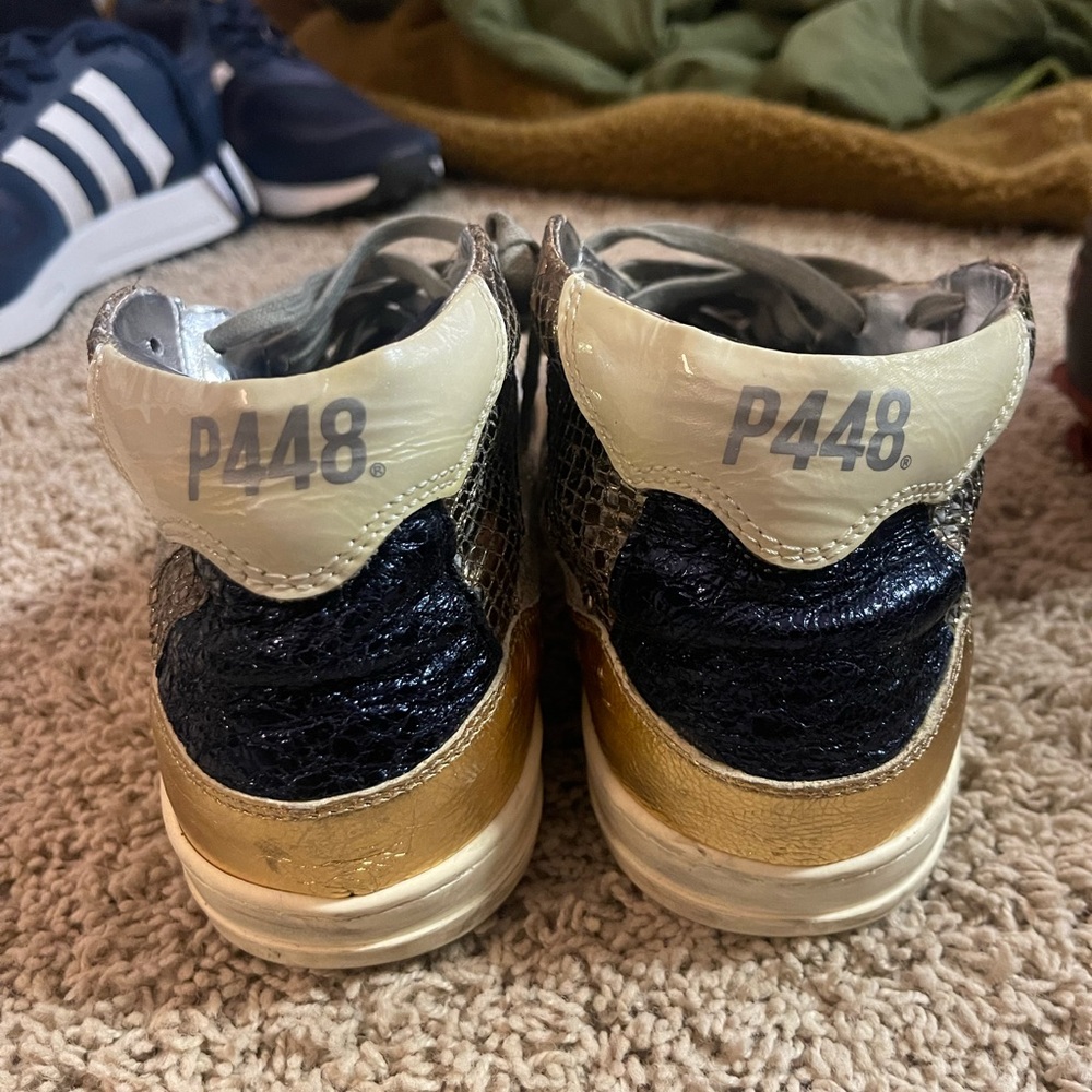 Women’s high top navy and metallic P448 sneakers size 40